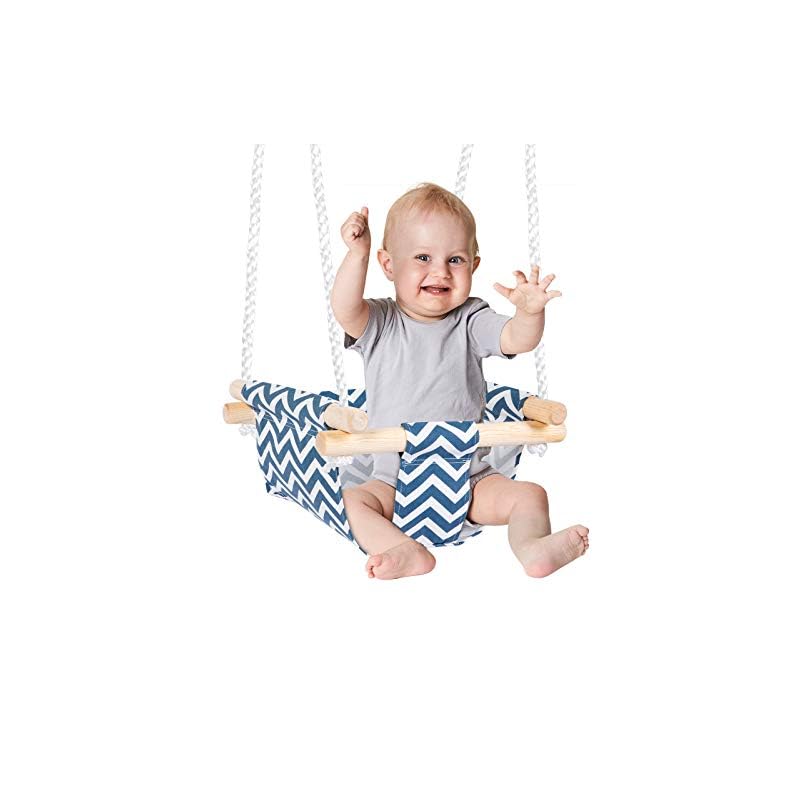 SARHLIO Hanging Swing Seat Chair for Infant and Toddle Wooden Canvas Hanging Baby Swing with Adjustable Ropes, Kids Toys…