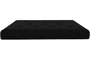 REALROOMS Cozey 8-Inch Spring Coil Futon Mattress, Microfiber, Full, True Black