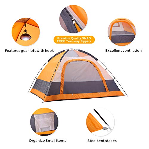 SEMOO Camping Tent Water Resistant 3-Person 1 Door 3-Season Lightweight Dome Tent with Portable Bag - Thumbnail 2