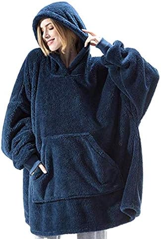 着る毛布 ポンチョ フード付き 冬 ルームウェア 防寒 ガウン 部屋着 着る毛布 ポケット 袖付き着れる毛布 メンズ レディース 大きいサイズ 着るブランケット ガウン 暖かい ふわふわ 冷え対策 (ロイヤルブルー)