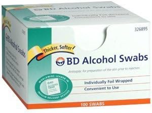 SWABS BECTON DICKISON ALCOHOL DISP 326895 100/BOX by Becton Dickinson