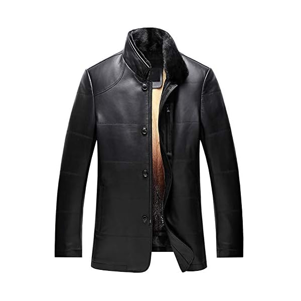Denny&Dora Mens Mink Fur Coat Black Color Men's Sheepskin Jacket