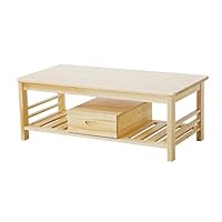 JSY Home Furniture Rectangular Coffee Table, 100% Natural Pine with Storage Shelf for Living Room - Natural