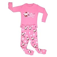 Elowel Little Girls Christmas Santa 2 Piece Pajama Set 100% Cotton 4 Years Pink