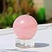 50mm Natural Carved Rose Quartz Ball Healing Crystal Sphere with Glass Base