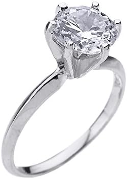 10k White Gold 3.0 ct Cubic Zirconia Solitaire Engagement Ring