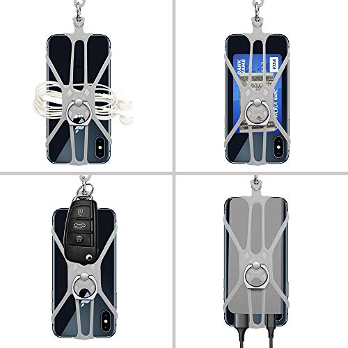 Takyu Cell Phone Lanyard,2 Pack Mobile Tether with Detachable Neckstrap Universal for Smartphone Phone 8,7 6S Phone 6S Plus,Samsung Galaxy Google Pixel 4.7-6.5 Inch (Black Gray)