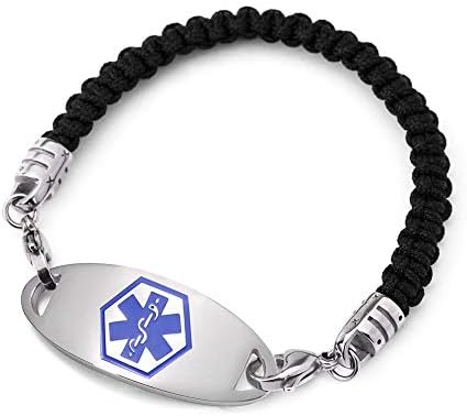 BBX JEWELRY Medical ID Alert Bracelets with Stainless Steel Med ID Tag for Women Men Free Engraving
