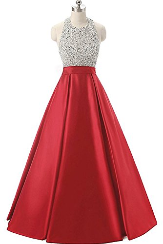 Milano Bride Affordable Ball Gown Halter Backless Sequins Evening Dress