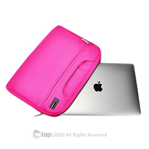 TopCase Pink Nylon Lycra Fabric Carrying Sleeve Bag Briefcase for 12" 12-Inch Apple MacBook (Newest Released MacBook) with TopCase Mouse Pad - Thumbnail 3