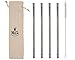 Long Safer Rounded End Stainless Steel Metal Straws for Large Cups, Tall Glasses, or Quart Mason Jars (4 Pack + Cleaning Brush + Bag)