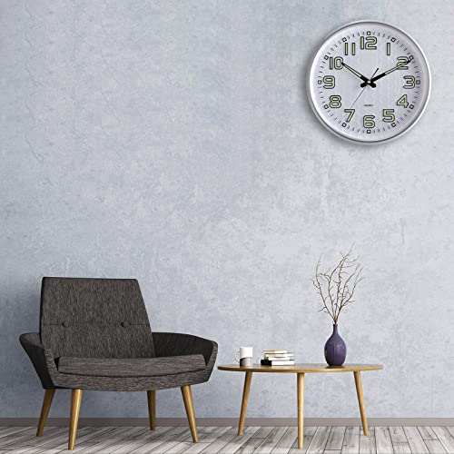 Plumeet Night Light Wall Clock 13'' Bedroom Wall Clocks with Silent Non