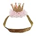 DZT1968 Baby Girl Bling Bling Crown Pearl Headband Head Wrap Hair Band Headwear (Gold)