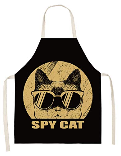 Cat Kitten Apron Cotton Linen Adult Children Pet Print Kitchen Aprons Unisex Dinner Party Cooking Bib Funny Pinafore Cleaning Apron — image 1