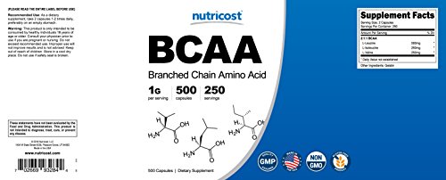 Nutricost BCAA Capsules 2:1:1 500mg, 500 Caps