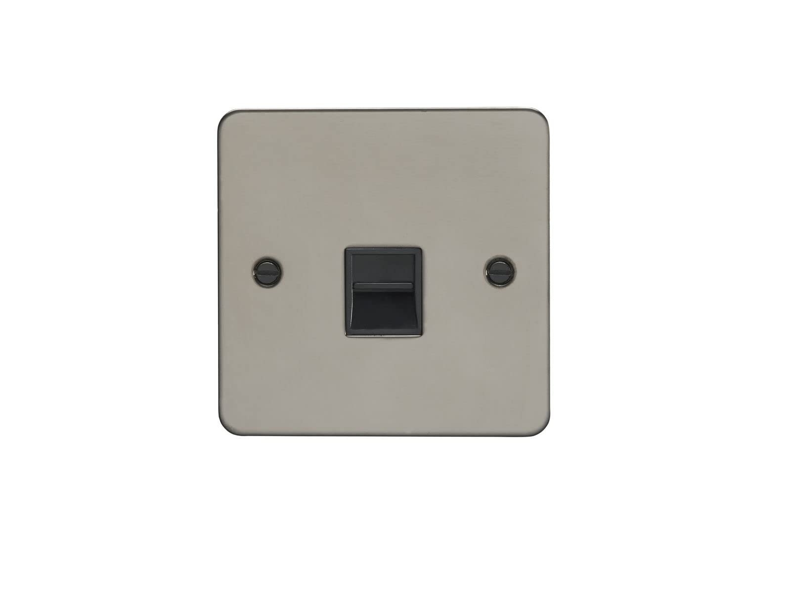 1 Gang Master Telephone Socket Enhance Flat Black Nickel Plate Black Interior