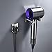 LIKAMU Hair Dryer Holder Wall Mounted Self Adhesive, 304 Stainless Steel Hair Dryer Storage Organizer Compatible with Most Hair Dryers