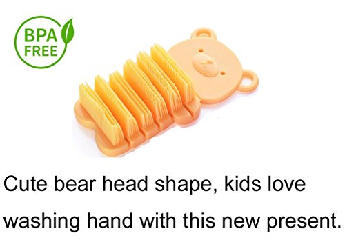 Nail Scrubber Brush Kids, Hands Finger Nails Scrub Scrubbing Cleaning Washing Brushes with Soft Bristle for Baby Toddler and Children, Animal Style and 2 Colors Choice (Yellow)