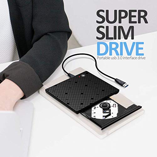 YAHEY External CD Drive USB 3.0 DVD Drive for mac External Disk Drive Player with Touch Control Eject Button Compatible with All Desktop Computers and laptops