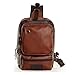 LINGTOM Men's Unbalance Chest Pack Leather Multipurpose Backpack Crossbody Shoulder Bag¬ Travel Sling Bag,Brown