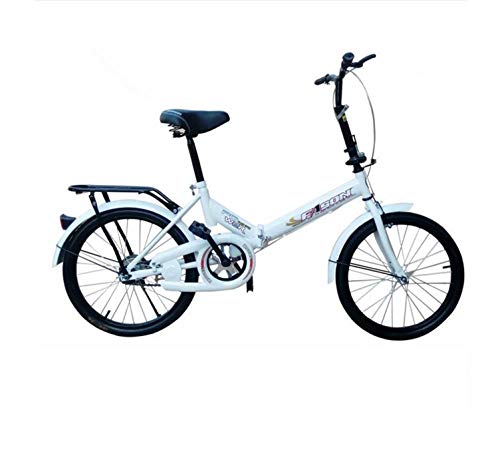 Compact Folding Bike for Men and Women 20-inch Mini City Buggy Lightweight Adult Commute-White