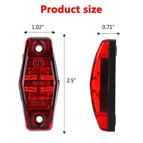 Donepart Red/Amber Trailer Side Marker Lights 2.5 Inch trailer Side Fender Marker Lights Clearance Identification Lights 12v for Truck Trailer RV Camper Boat Lorry Bus (4 Pcs) - Thumbnail 5