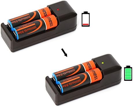 18650 3.7V 2500mAh Lithium Rechargeable Batteries with Fast Li-ion Battery Charger, 2 PACK