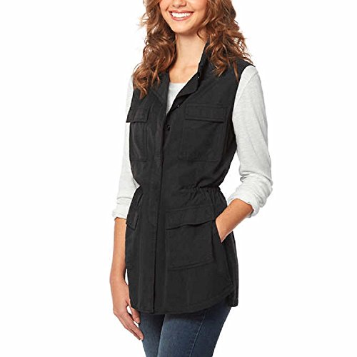 Buffalo David Bitton Ladies Lightweight Military Vest w Adjustable Waistline (XX-Large, Black)