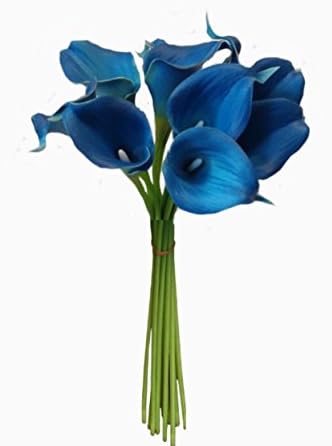 Angel Isabella, LLC 20pc Set of Keepsake Artificial Real Touch Calla Lily with Small Bloom Perfect for Making Bouquet, Boutonniere,Corsage (Royal Blue)