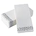 25 Guest Disposable Silver Dinnerware Set | Heavy Duty Plastic Plates, Cups, Silverware & Napkins. 50 Forks, 25 Spoons, 25 Knives, 25 Dinner Plates, 25 Dessert Plates & 25 Cups | Bonus 50 Guest Towels