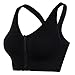 Women's Zip Front Sports Bra Wireless Post-Surgery Bra Active Yoga Sports Bras (X-Large, Black)
