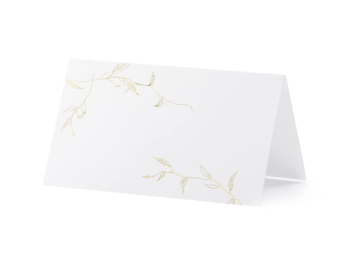 Party Deco White Paper Place Cards with Golden Branches (Pack of 10)