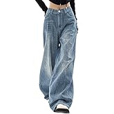 EMMIOL Jeans for Women Wide Leg Baggy Jeans Y2K Casual Loose Boyfriends Trousers Vintage Streetwear