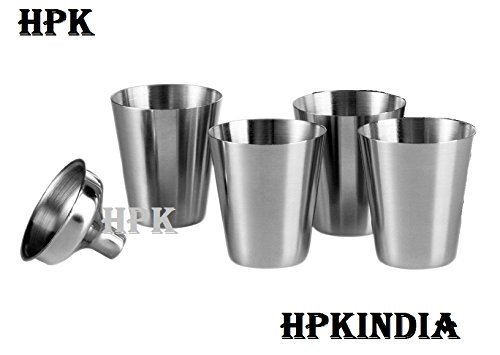 HPK BAR Accessories-HPK Stainless Steel Funnel With 4 Stainless Steel Mini Glasses