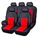 CAR PASS Skyline Premium Leather Seat Covers, Waterproof PU Car Seat Covers Full Set, Front and Rear Seat Covers Universal FIT for Cars,SUV,Vehicles,Sedans,Trucks, Airbag Compatible (Black and Red)