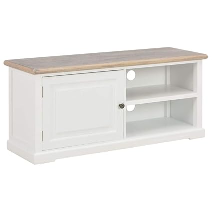 Festnight Mobile Porta Tv Moderno In Legno Bianco E Marrone