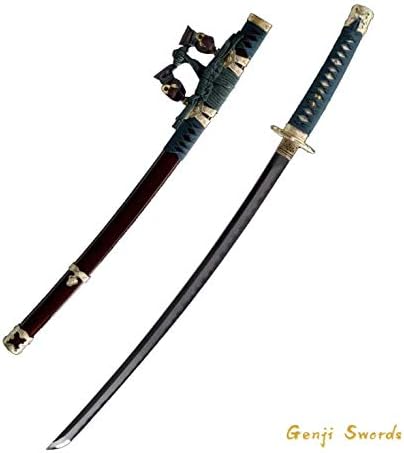 LazeSilkroad Japanese Katana Manual Grinding Damascus Folded Steel Clay-Tempered Samurai Sword Saber Tachi