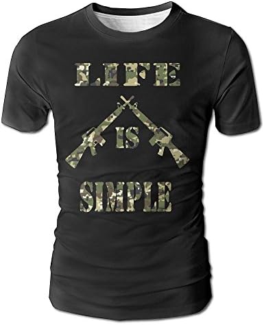 Life Is Simple AK-47 AR-15 Clearance Men's Summer Fashion Short-Sleeve Crewneck T-Shirt Pullover
