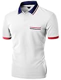 Men's Color Effect Collar Short Sleeve Polo T Shirt WHITE M