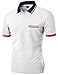 Men's Color Effect Collar Short Sleeve Polo T Shirt WHITE M