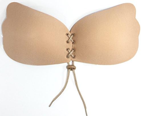 Women's Strapless Bra, Self Adhesive silicone, Invisible Push Up Bra with Drawstring. (C, Nude)
