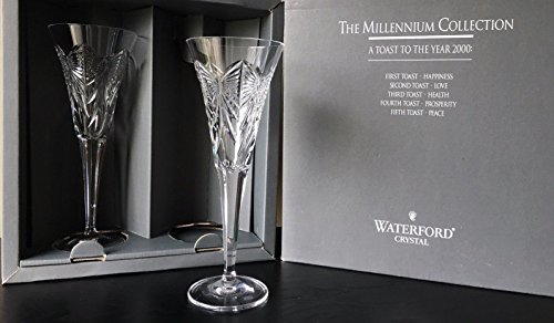 Waterford Millennium”Happiness” Toasting Flutes Pair NIB