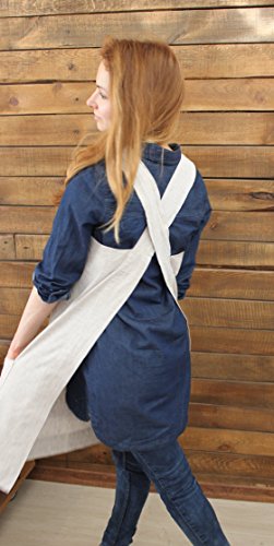 Dark Grey Linen Cross Over Pinafore Apron - US L Size