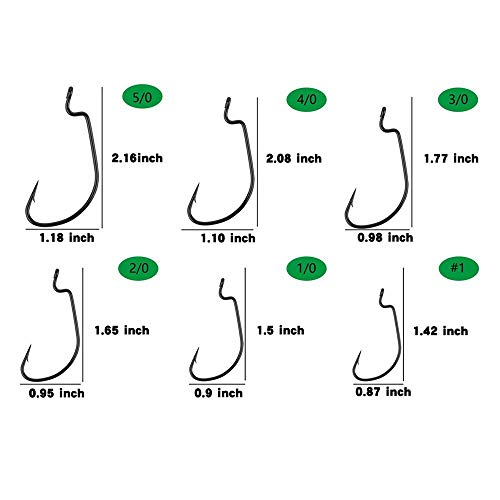 Bright starl 60 Stück versetzte Wurmhaken aus Karbonstahl mit breiter Lücke, Köderhaken mit Kunststoffbox #1-5/0 – Bild 3