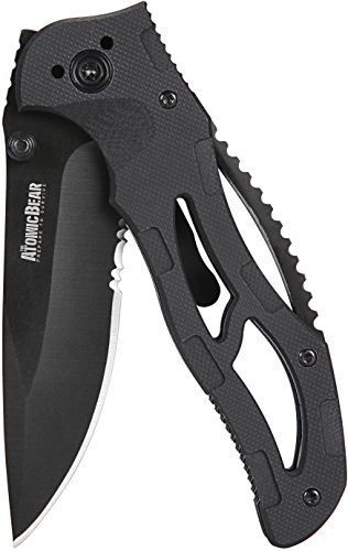 Swat tactical knife - badass folding pocket knife with half serra…