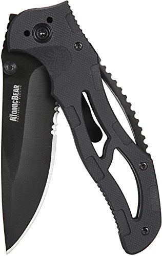 SWAT Tactical Knife - Badass Folding Pocket Knife with Half Serrated Stainless Steel Blade and G10 Handle Perfect for Rescue, Self Defense, Hunting, Survival, Fishing, Hiking, Camping, Climbing