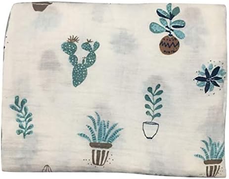Ultra Soft Swaddle Cotton Blankets for Boys and Infant Newborn Girls with Extra Large 47 * 47 Inches, Multipurpose Use for Warm Sleeping Bath (Cactus)