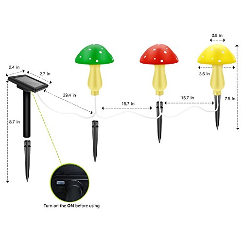 Outdoor Solar Garden Lights, Solar Powered Mushroom Lights, LED Solar Decor Lights for Garden, Patio, Backyard