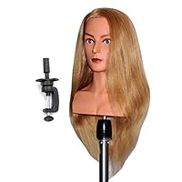 Ladella Beauty 24" Cosmetology (Heavy Density) with shoulder 100% Human Hair Mannequin Manikin Training Head with Clamp - Layla