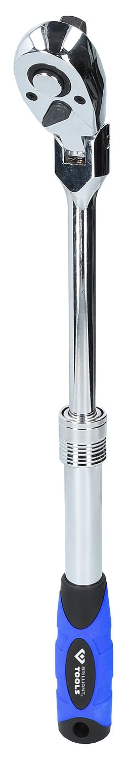 BRILLIANT TOOLS BT022993 1/2 Inch Telescopic Ratchet with Flexible Head [Powered by KS Tools]